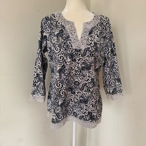 Vineyard Vines Women Nautical Print Blouse Size Large